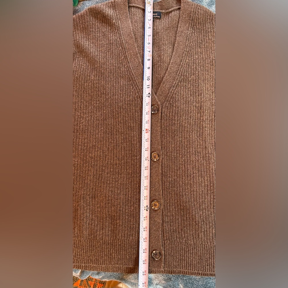 Chocolate Brown Mongolian Cashmere Oversized Boyfriend Cardigan Sweater - Picture 9 of 10